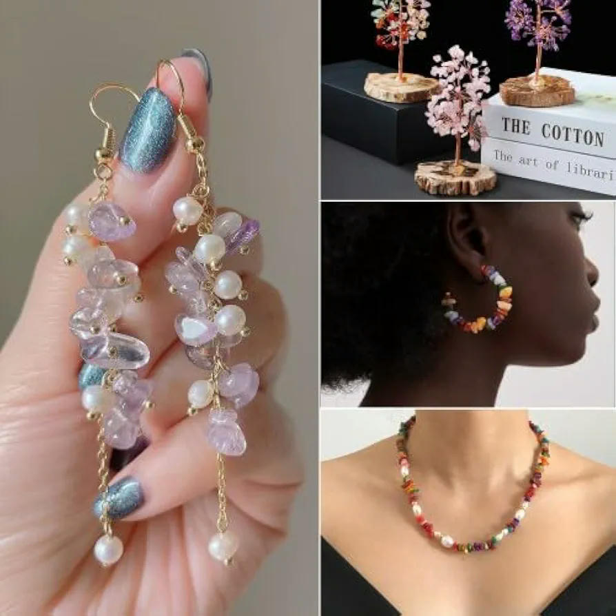 Kit de Fabricación de Joyas con 944 Cuentas de Piedras Preciosas en 11 Colores para Bricolaje
