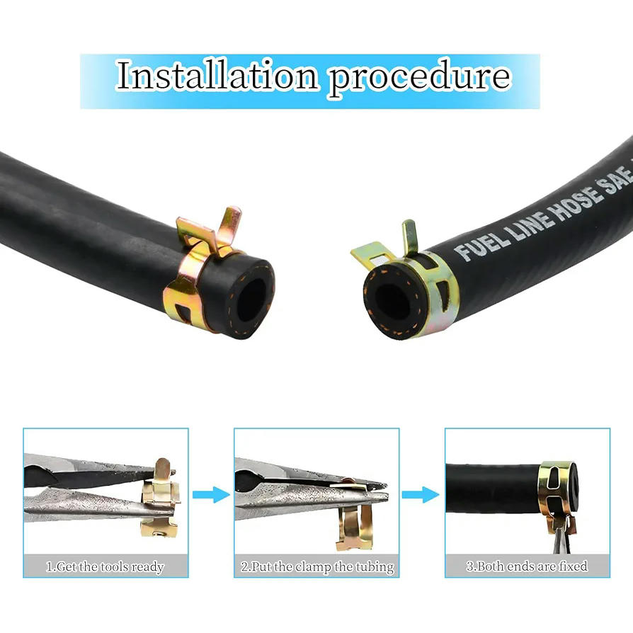 Manguera de Gasolina de 1 Metro, Kit de Tubería de Gas Combustible con 5 Abrazaderas, Manguera de Aceite 8 mm diámetro, para Motos, Scooters y Motores Pequeños