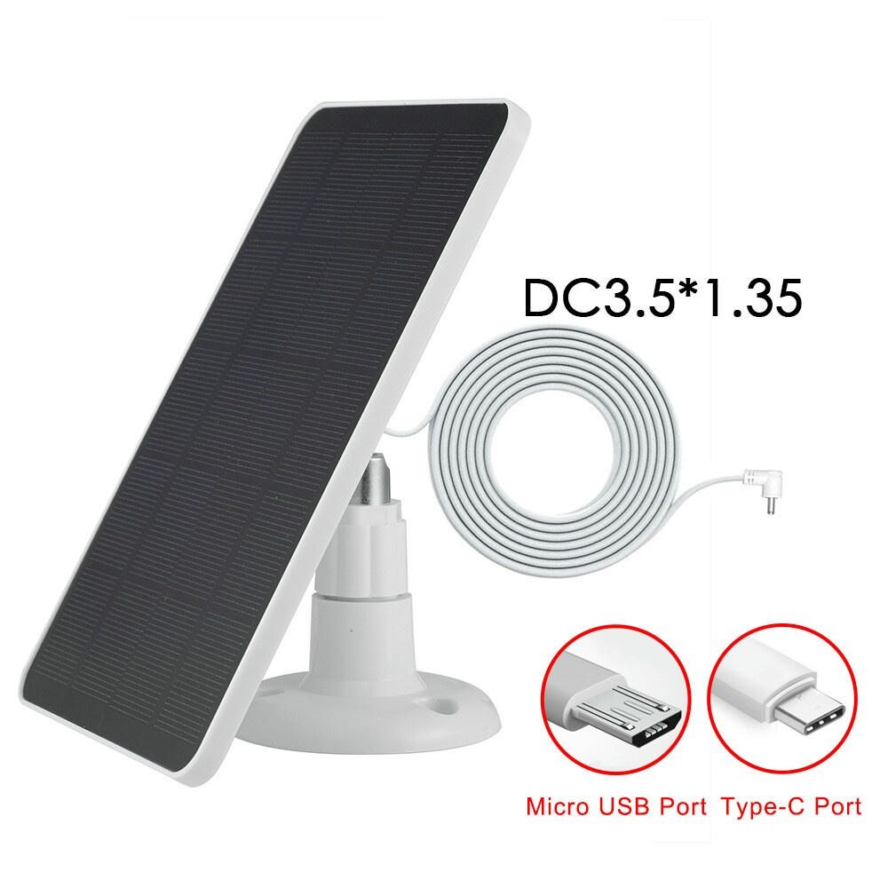 Panel solar de 5 W para cámaras Ring con cables Micro USB y USB-C
