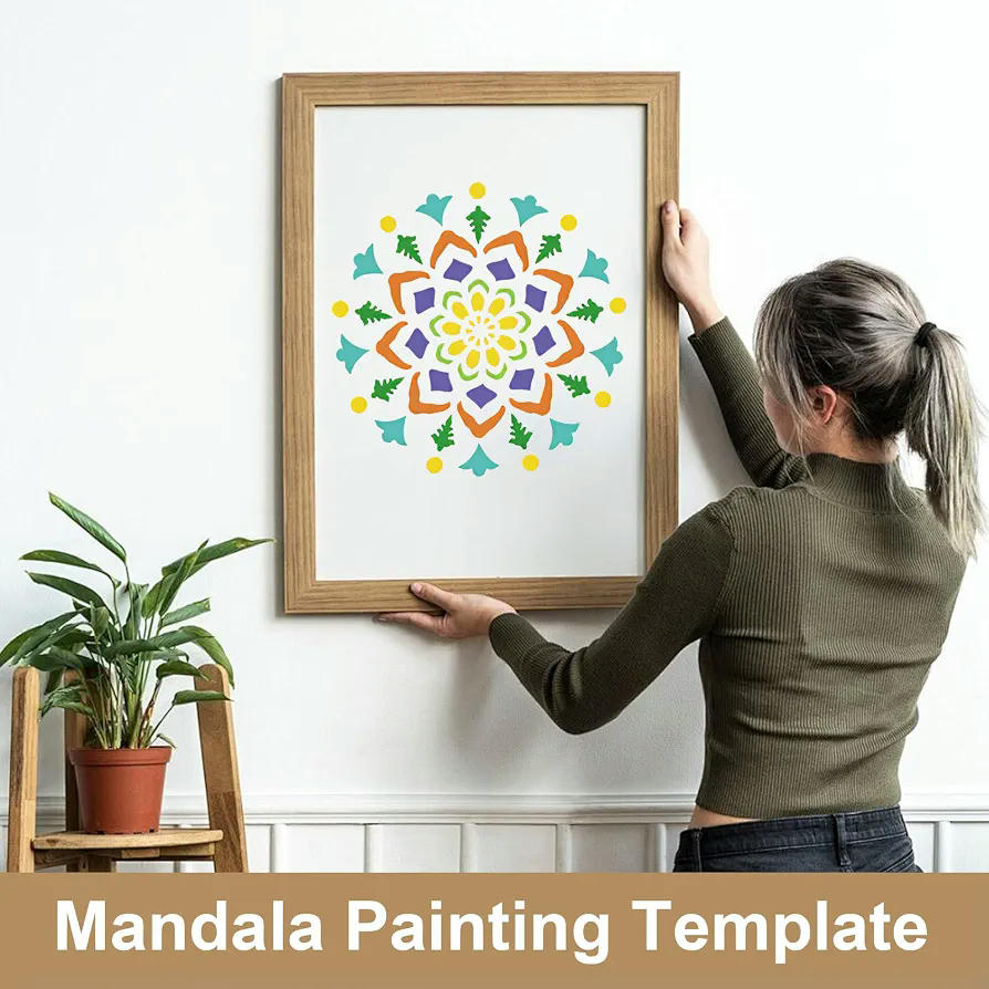 Juego de 20 Plantillas de Mandala Reutilizables para Pintura y Manualidades, 20x20cm