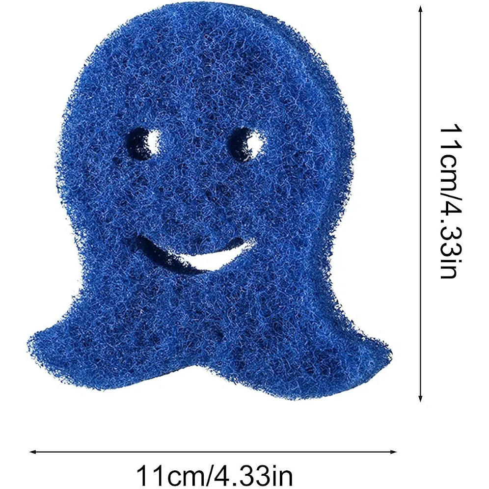 Atrapador de pelo para lavadora, extractor reutilizable, 11 x 11 cm, diseño pulpo fantasma (Azul)