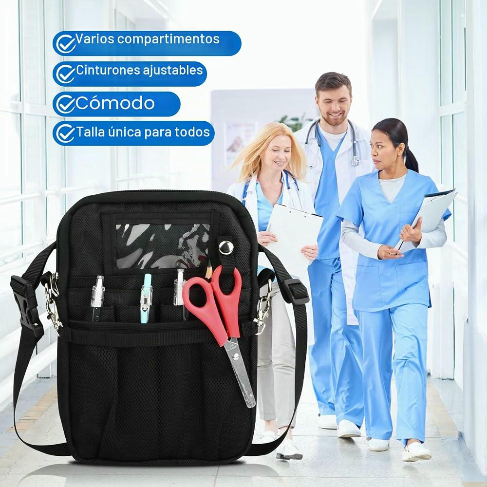 Riñonera para Enfermeras, Bolsa de Trabajo con Cinturón para Accesorios Médicos (Negro) - No incluye accesorios