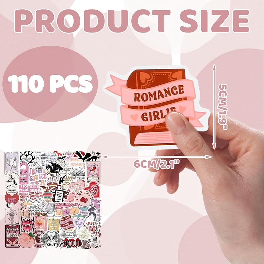 Set de 110 pegatinas decorativas impermeables, tamaño 5-6 cm, color rosa, ideales para portátil, diario, álbum de recortes, teléfono y más (multicolor)