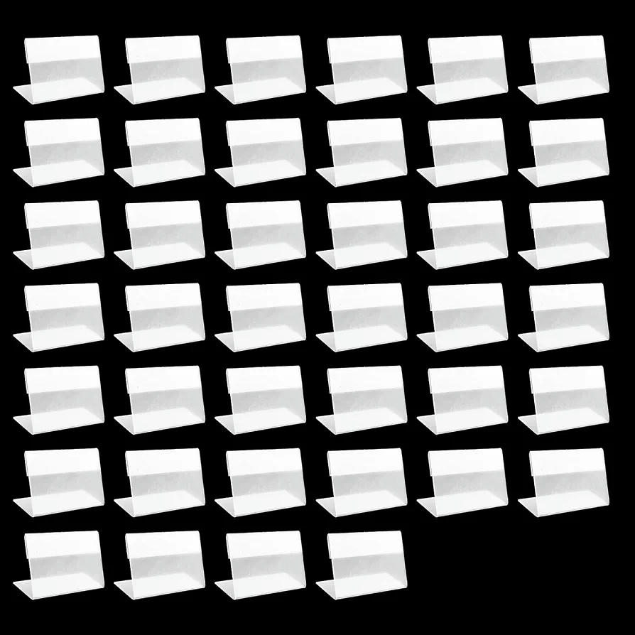 40 Etiquetas de Precio en Forma de L Expositor de Acrílico Para Mesa (5 x 8 cm, Transparente)