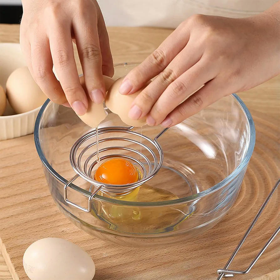 Juego de batidores de huevo de acero inoxidable, 3 piezas, separador de yemas y claras, batidores manuales para cocina, accesorios de cocina duraderos