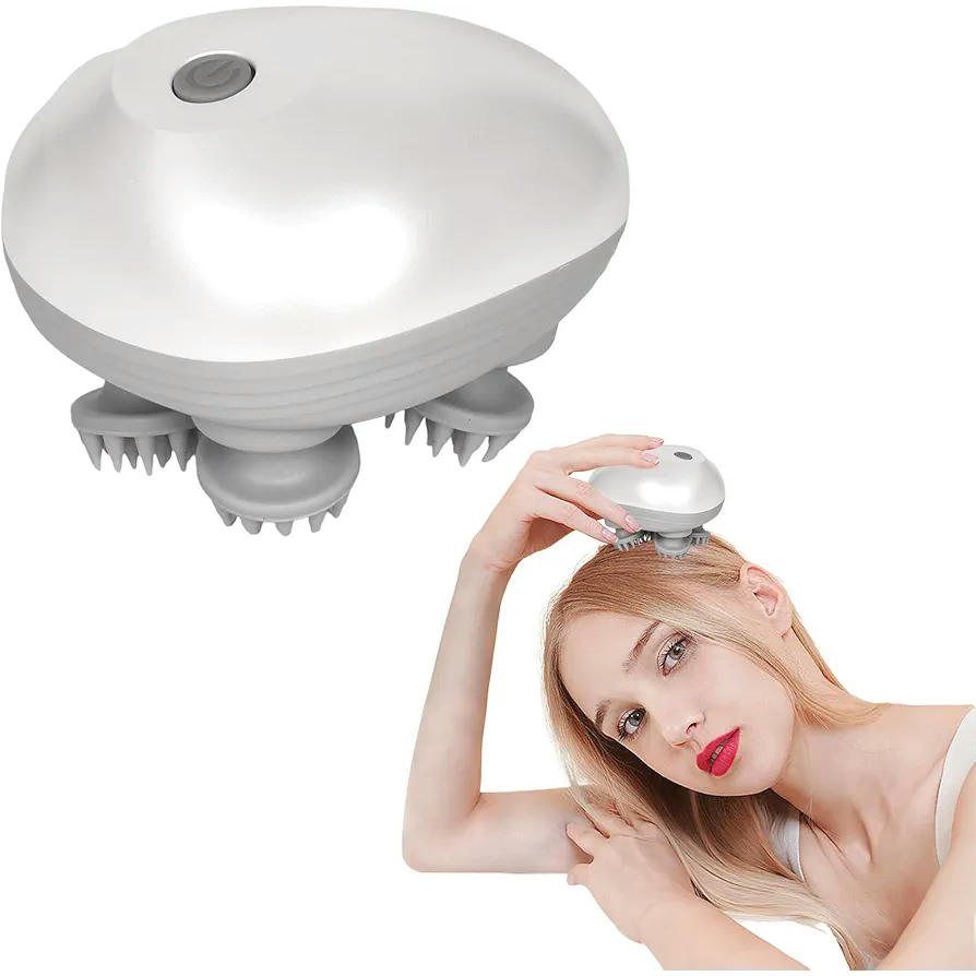 Masajeador eléctrico de cuero cabelludo portable resistente al agua, 3 velocidades, recargable USB, silicona de grado alimenticio
