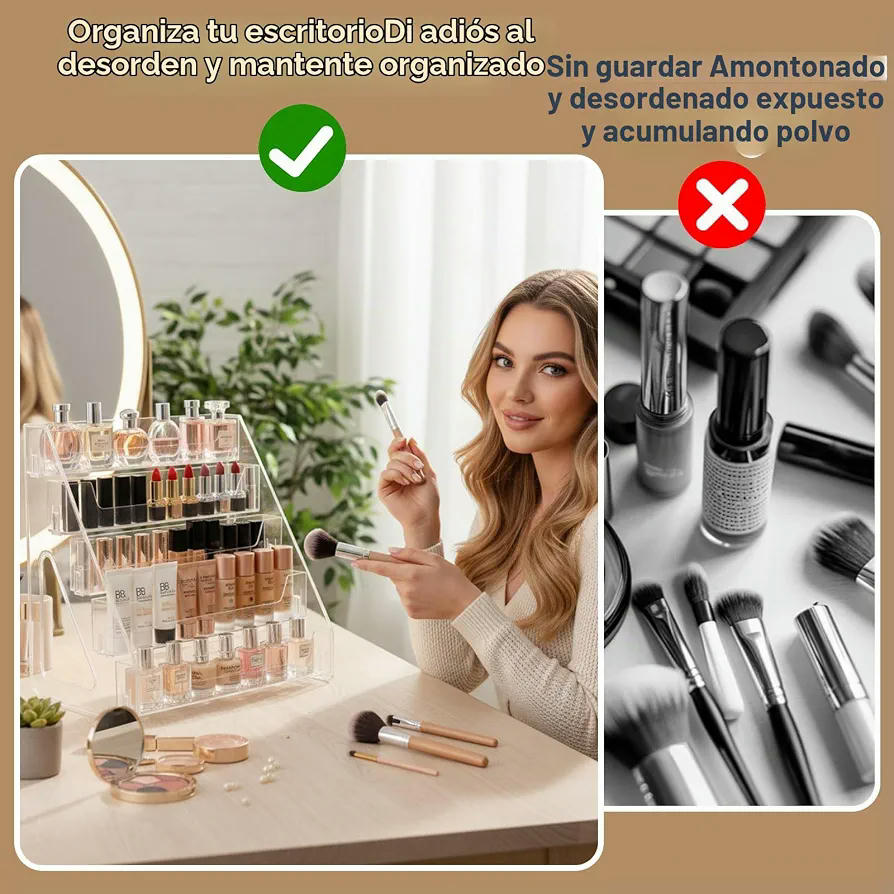 Organizador de Maquillaje Acrílico Transparente, 5 Niveles para Cosméticos y Perfumes, Diseño Moderno y Funcional
