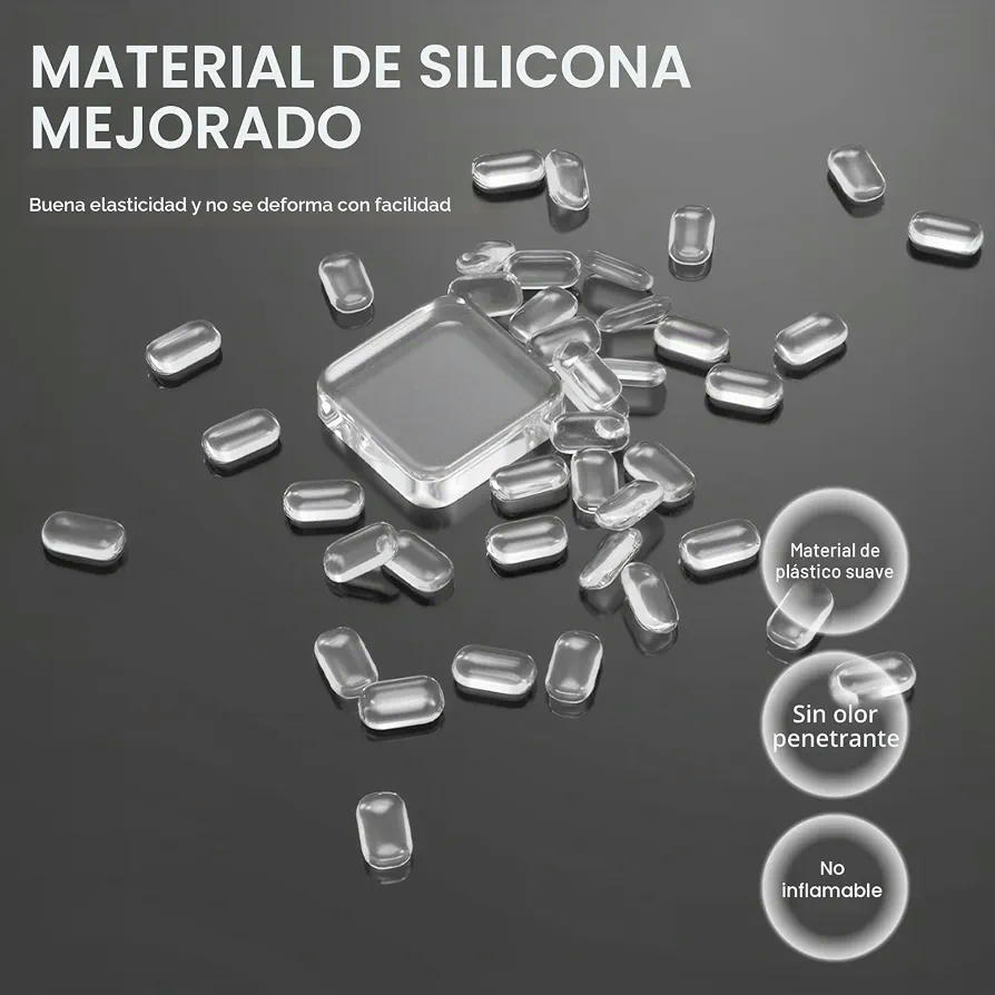 12 Piezas Topes De Puerta Transparentes Autoadhesivos Cuadrados de Silicona