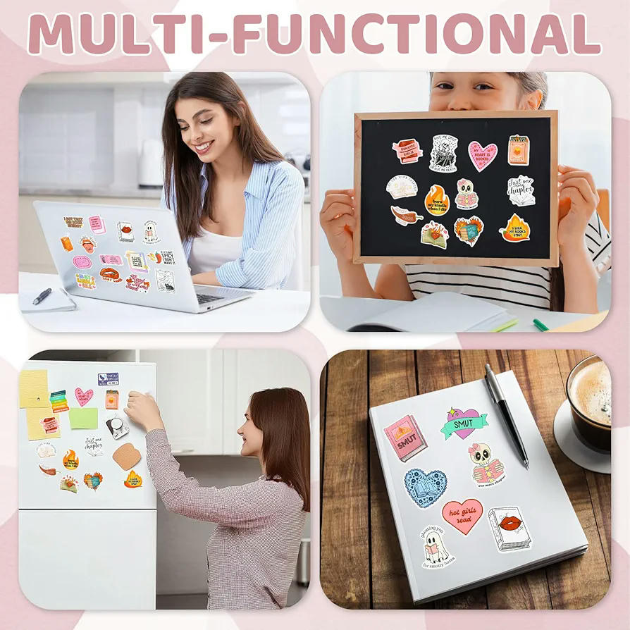 Set de 110 pegatinas decorativas impermeables, tamaño 5-6 cm, color rosa, ideales para portátil, diario, álbum de recortes, teléfono y más (multicolor)