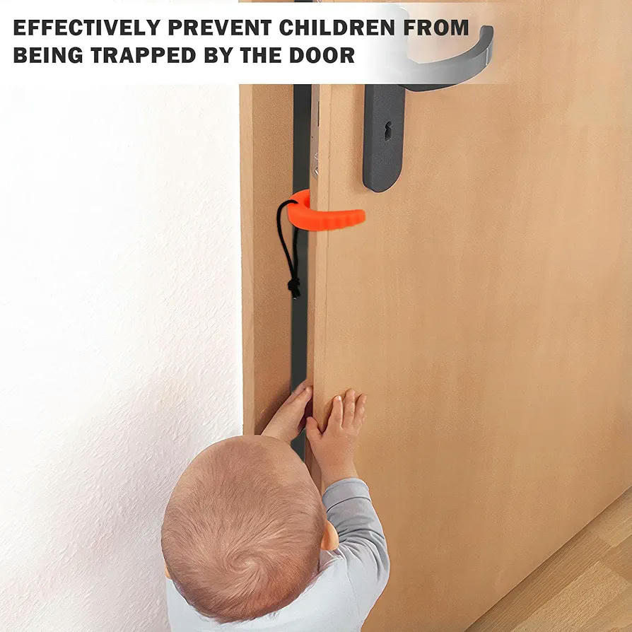 Protectores de Puerta Anti-Pellizcos de Goma, 3 Unidades, Seguridad para Niños y Mascotas, Funda Antipinzamiento para Puertas y Ventanas (Naranja)