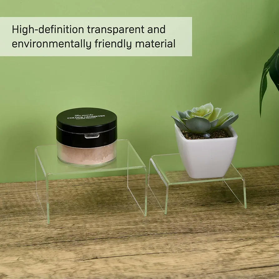 Soporte de Exhibición de Acrílico, Conjunto de 6 Soportes Transparentes de 3 Niveles para Perfumes, Vitrinas, Colecciones, Figuras Pops, Cupcakes y Postres - 13x8x8 cm