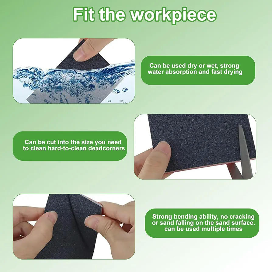 Esponjas de Lijado de Óxido de Aluminio, 24 Piezas, Grano Mixto para Madera, Metal y Plástico, Ideal para Lijado Húmedo y Seco, Flexibles y Reutilizables