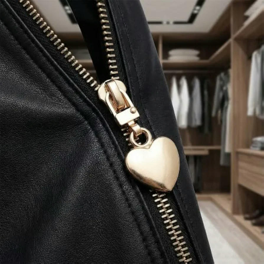 Conjunto de 10 Cremalleras Metálicas con Colgantes de Corazón y Cuadrado para Ropa y Accesorios