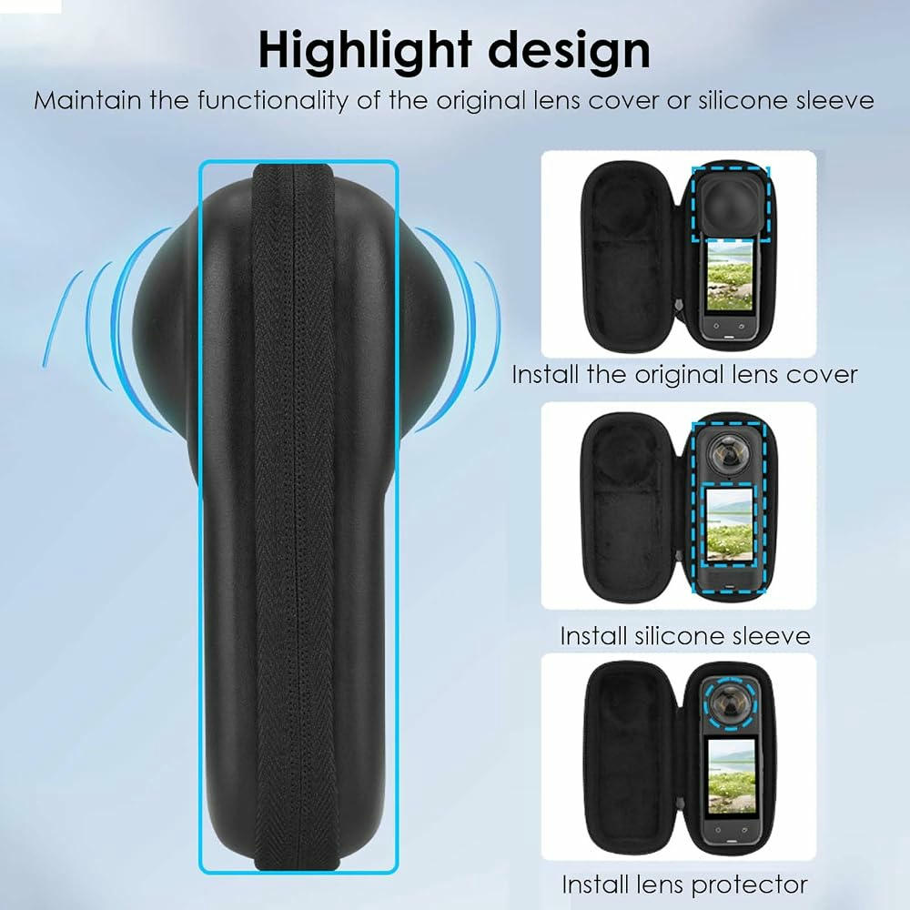 Funda Protectora Rígida de Viaje para Cámaras Insta360 X4 y X5 con Base Antideslizante (Negro)