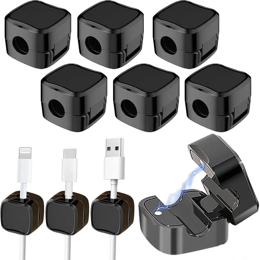 Organizador de Cables Magnético para Escritorio y Mesitas de Noche (Negro)