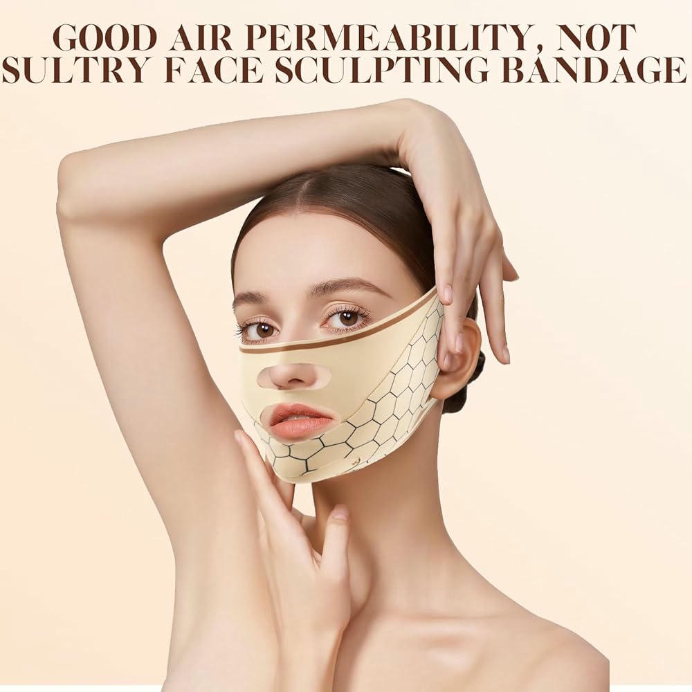 Cinturón Lifting Facial Reutilizable para Reducir Papada y Flacidez, Faja Facial en V para Uso Diario