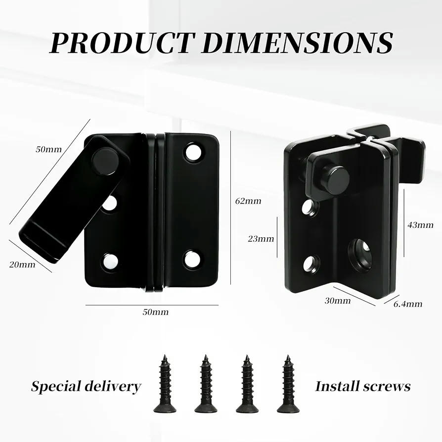Pestillos Para Puertas, 2 Piezas, Diseño Bloqueable De 270° Para Ventanas Y Puertas (Negro)