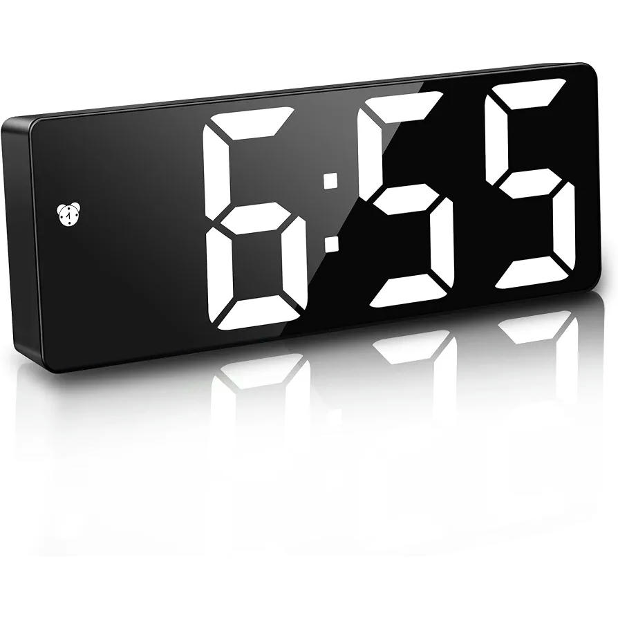 Reloj Despertador Digital con Pantalla LED Grande y Función de Alarma Activada por Sonido (Negro)