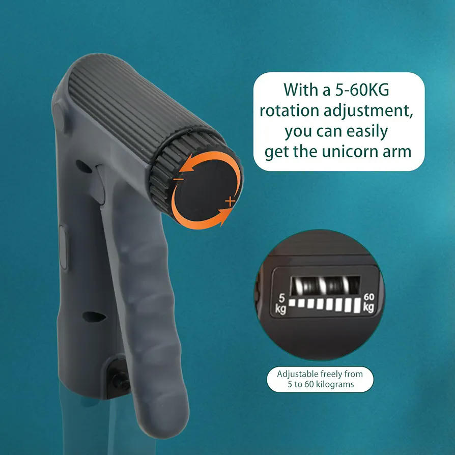Ejercitador de mano con contador mecánico, fortalecedor de agarre y estiradores de dedos, resistencia ajustable de 5 kg a 60 kg, ideal para entrenamiento y rehabilitación (Negro)