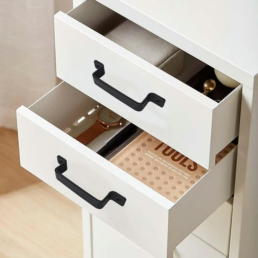 Tiradores de Puerta de Hierro Fundido - 2 Piezas con Tornillos para Puertas Corredizas (Negro)