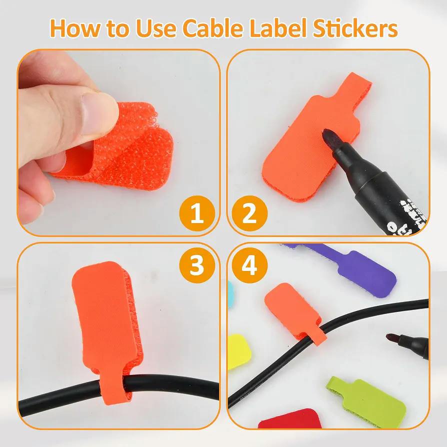 Etiquetas Reutilizables para Cables, 50 Piezas de Marcadores de Nailon en 10 Colores Brillantes para Organización de Cables (Multicolor)
