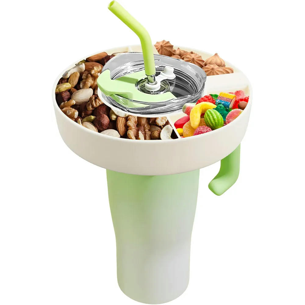 Anillo de Aperitivos Para Taza de 40 Onzas Contenedor de Aperitivos de 3 Compartimentos Tazón de Aperitivos para Taza Stanley Anillo Reutilizable para Accesorios de Taza Stanley