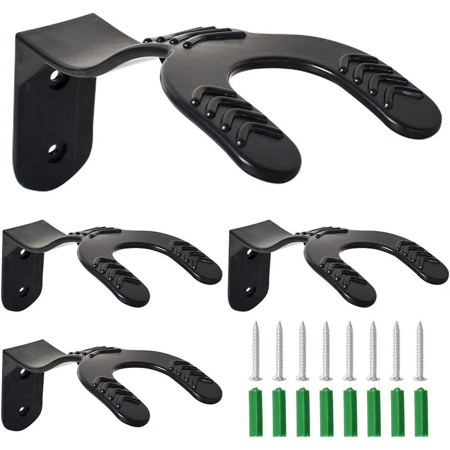 Soporte de Pared para Cascos de Motocicleta, Set de 4 Piezas, Color Negro, Durable y Fácil de Instalar