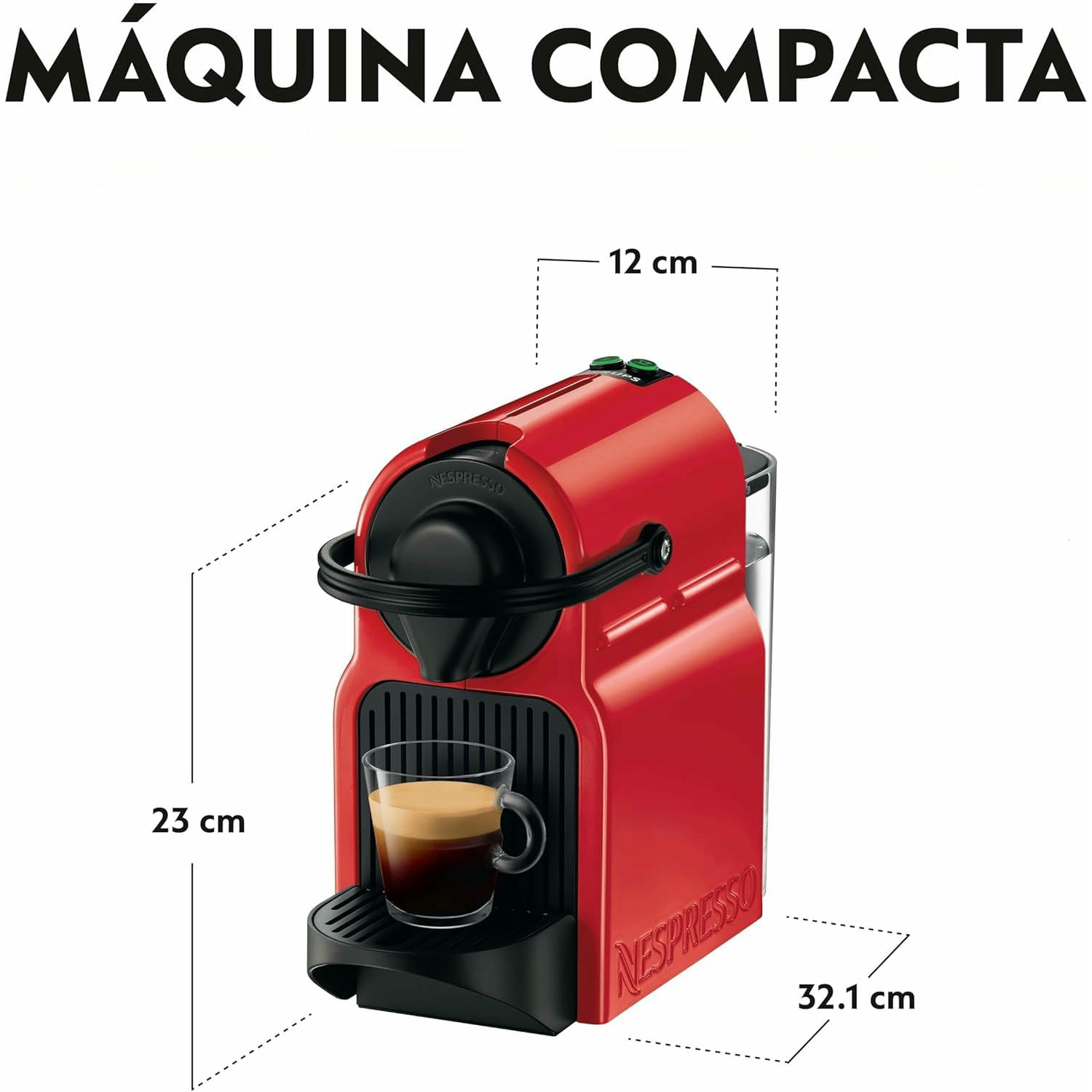 Nespresso Krups Inissia XN1005 - Cafetera monodosis de cápsulas Nespresso, 19 bares, apagado automático, color rojo