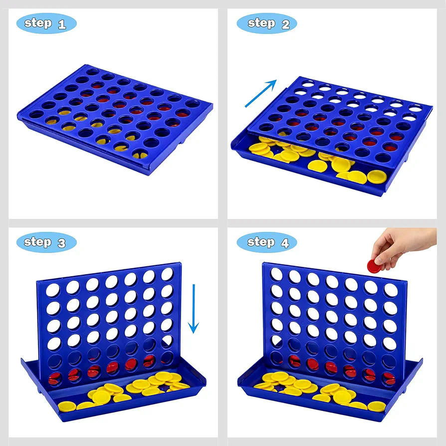 Juego de mesa educativo, cuadrado, portátil, cuatro en raya, ideal para niños mayores de tres años, juguete de estrategia, juego de viaje, material plástico
