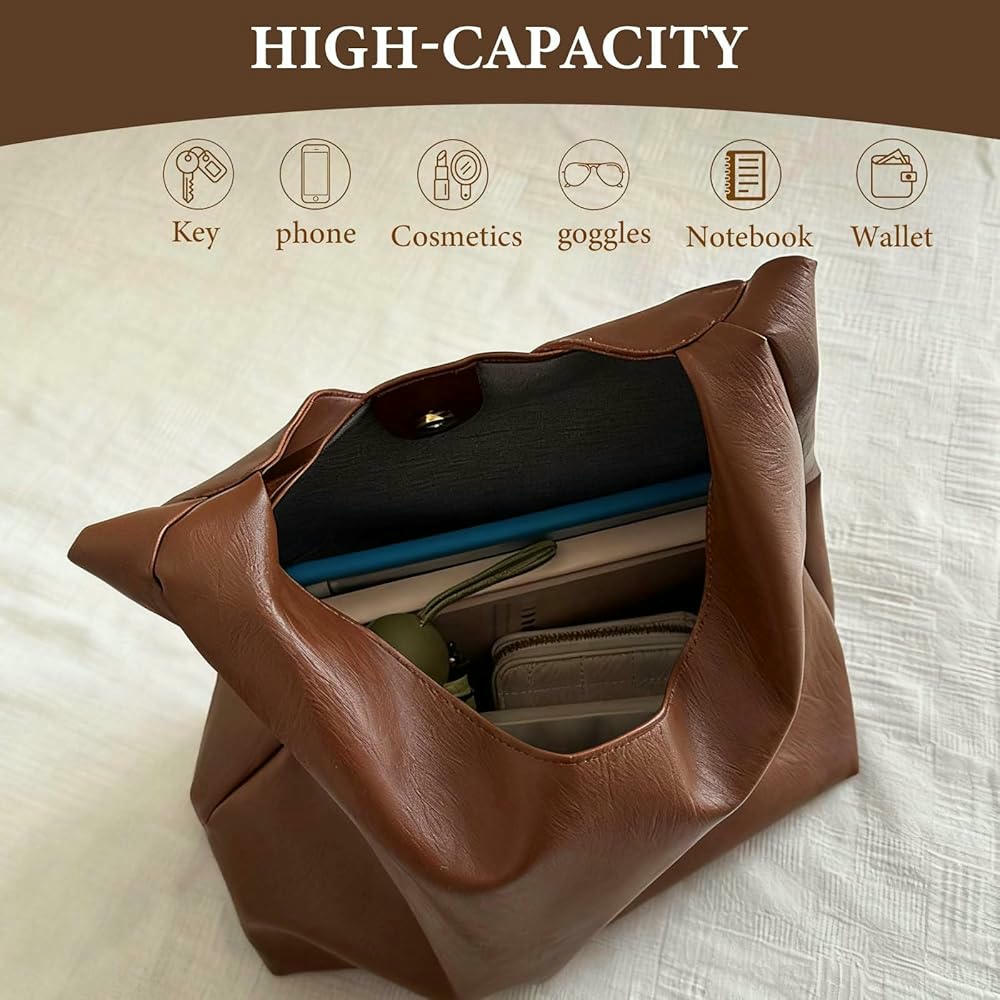Bolso Tote Bag Impermeable Grande para Mujer, Shopper y Bolsa de Playa (Marrón)