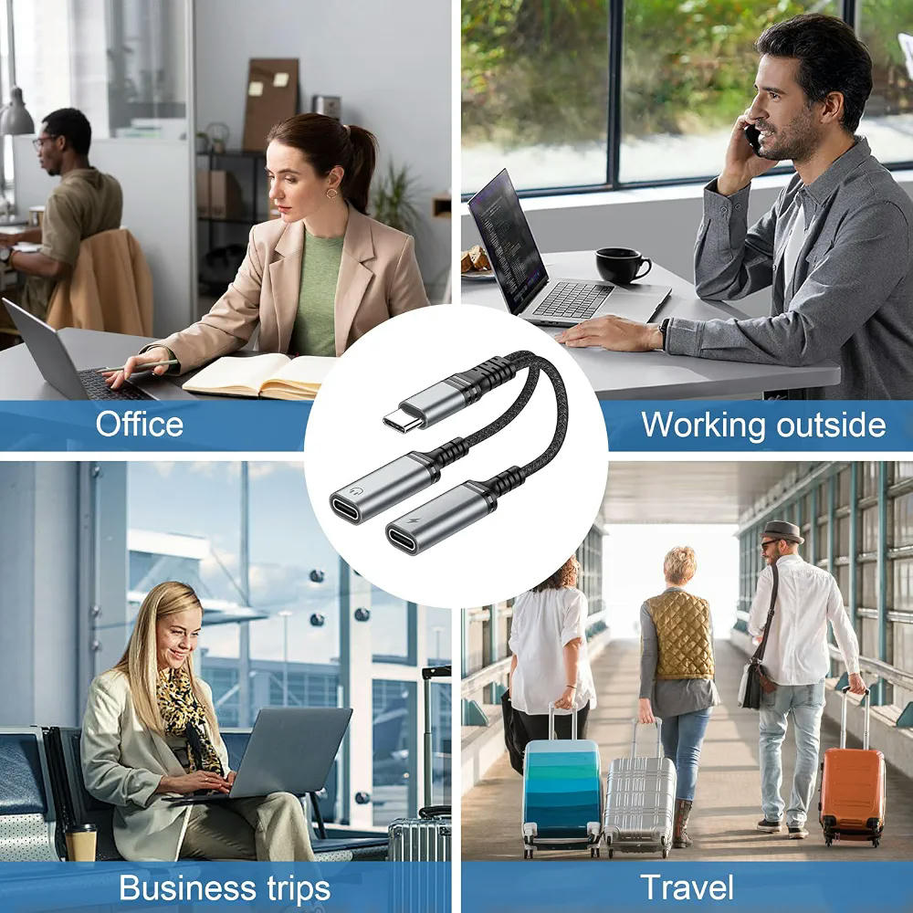 Adaptador 2 en 1 USB C a Jack de 3,5 mm y Carga Rápida - Compatible con Dispositivos de Audio y Carga