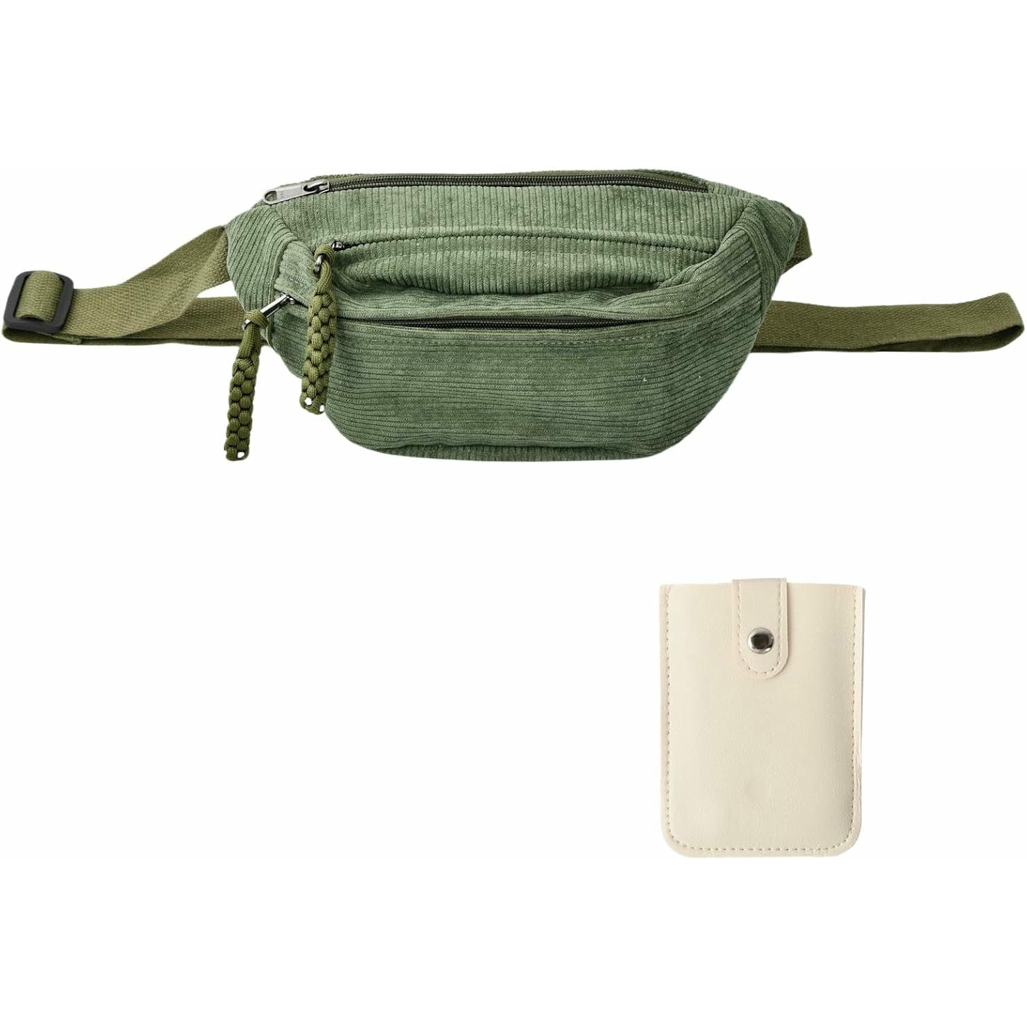 Bossa de pana verda per a homes i dones, bossa creuada ajustable per a córrer, fer senderisme, escola i viatges