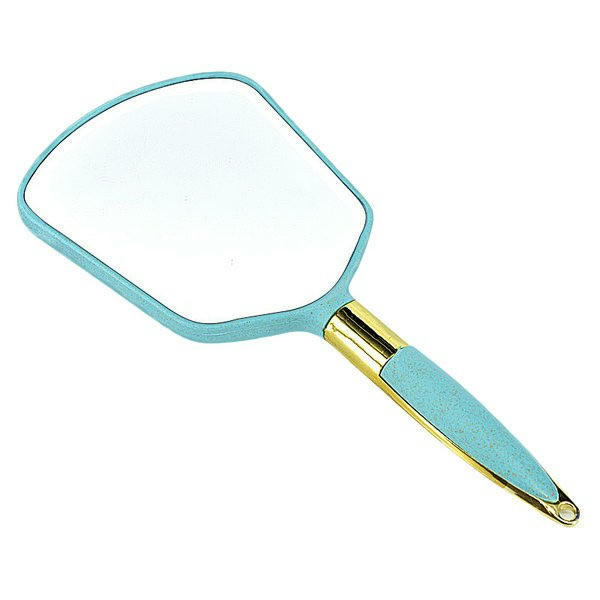 Espejo de Mano Compacto con Mango Ovalado para Maquillaje y Peinado, 24 x 11 cm (Azul)