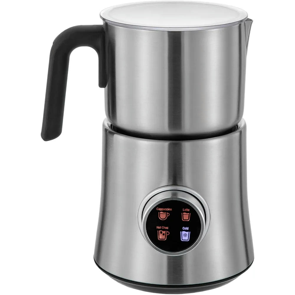 Espumador de leche eléctrico de acero inoxidable 4 en 1 de 500 W, 900 ml, apto para lavavajillas, ideal para café, capuchino y chocolate caliente