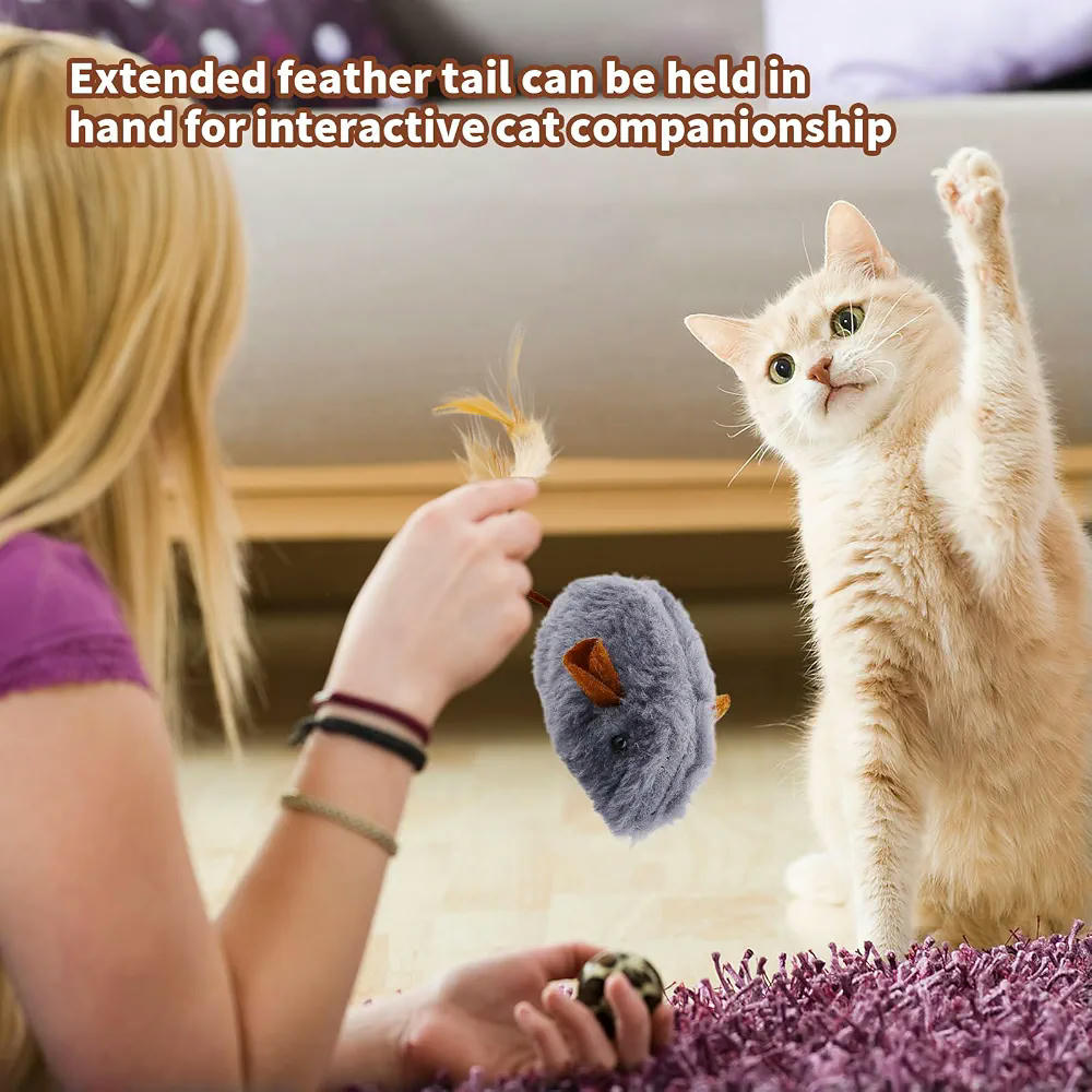 6 Piezas de Ratones de Peluche para Gatos, Juguetes Interactivos para Mascotas (Gris)