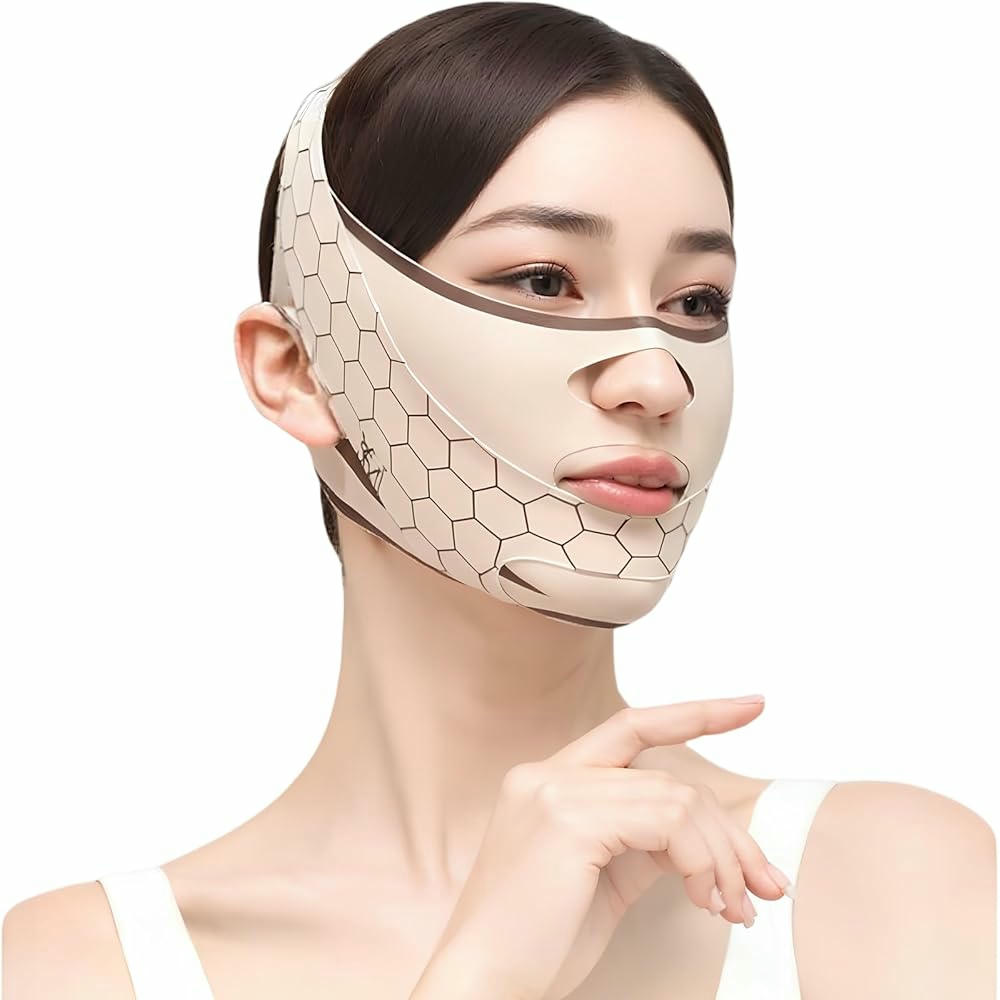 Cinturón Lifting Facial Reutilizable para Reducir Papada y Flacidez, Faja Facial en V para Uso Diario