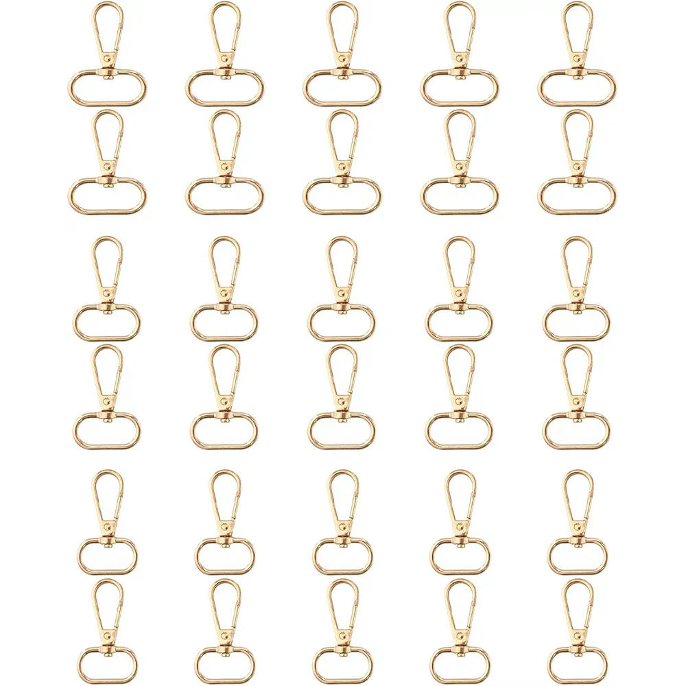 Clips de aleación para llavero, 30 pequeños mosquetones, cierres de metal ideales para manualidades, llaveros y accesorios de equipaje (Color Oro)