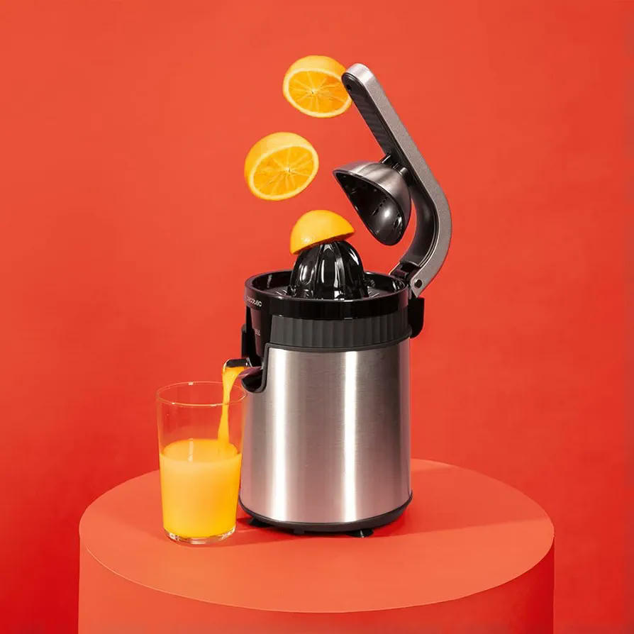 Cecotec Exprimidor Eléctrico de Brazo para Naranjas y Cítricos Xqueeze RetroJuice 600, 600W, Estilo Retro, Filtro de Acero Inoxidable, Fácil Limpieza