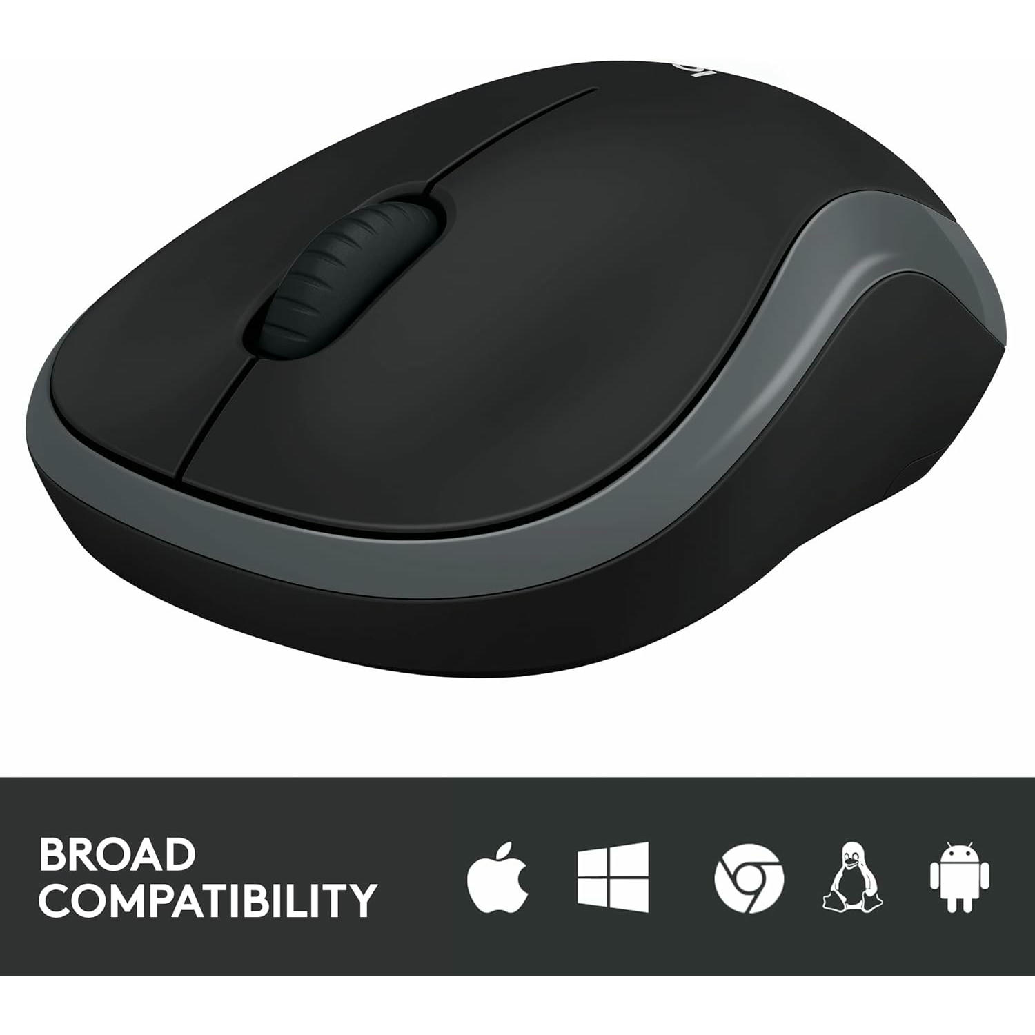 Logitech M185 Ratón Inalámbrico, 2.4GHz con Mini Receptor USB, Batería de 12 Meses, Seguimiento Óptico con Resolución de 1000 dpi, Ambidiestro, Compatible con PC, Mac, Portátil - Gris