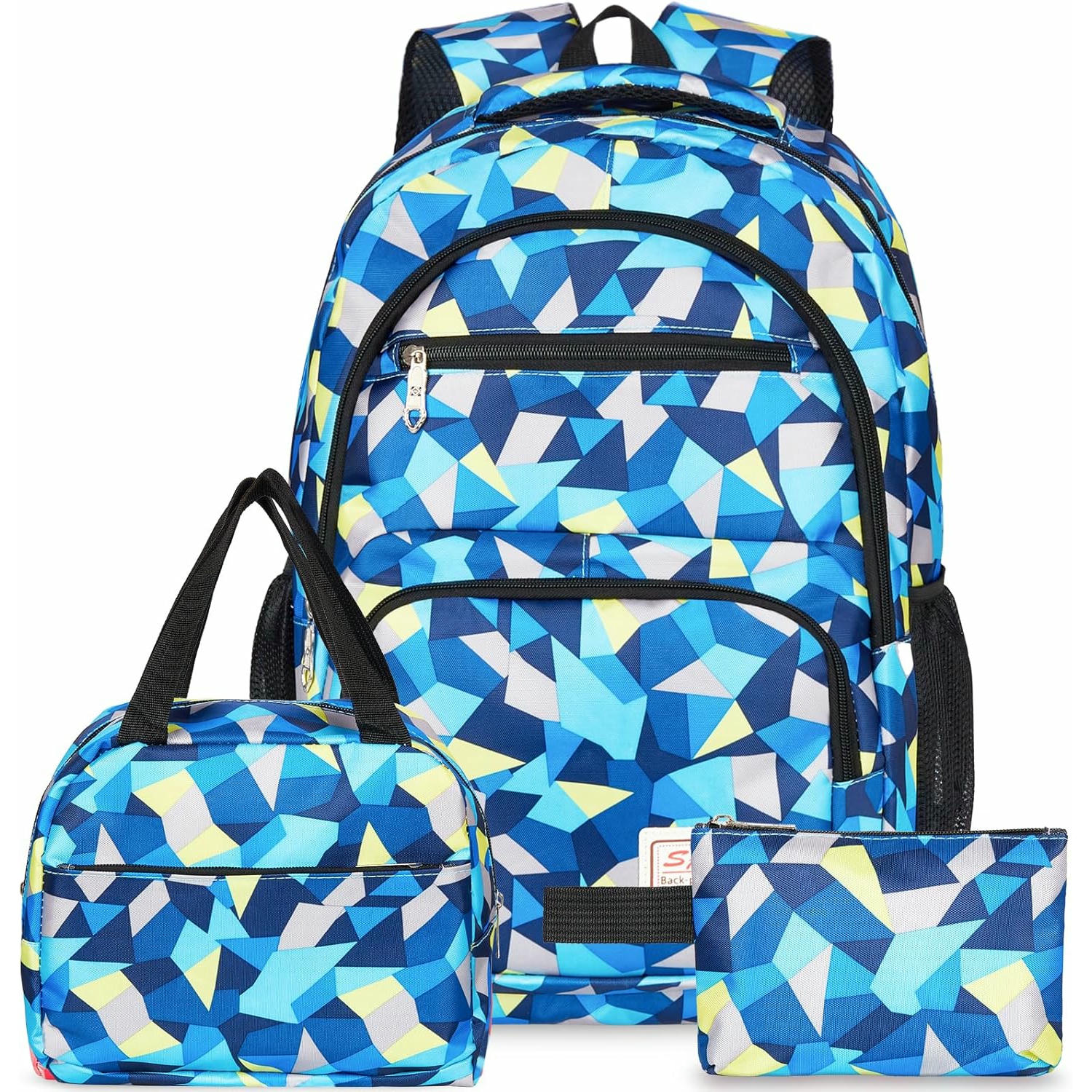 Mochila Escolar para Niños - 3 en 1, Incluye Bolsa de Almuerzo y Estuche para Lápices, Impermeable, Ideal para Escuela y Viajes, color azul