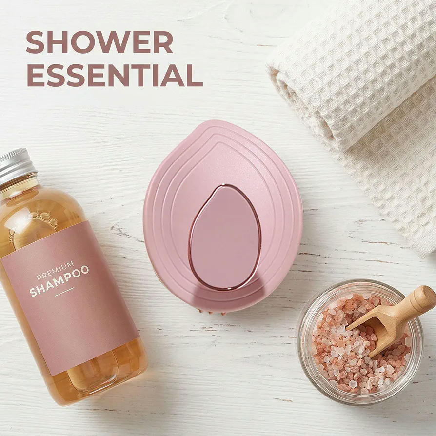 Cepillo Masajeador de Silicona Suave para Cuero Cabelludo, Uso Seco y Húmedo, Ergonómico para Todo Tipo de Cabello (Rosa)