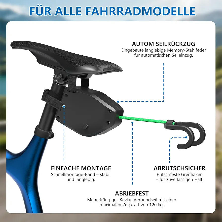 Cuerda de Remolque para Bicicleta Infantil de 2.5 m, Cuerda Retráctil de Tracción para Padres e Hijos, Compatible con Bicicletas de Montaña y Comunes, Soporta 230 kg