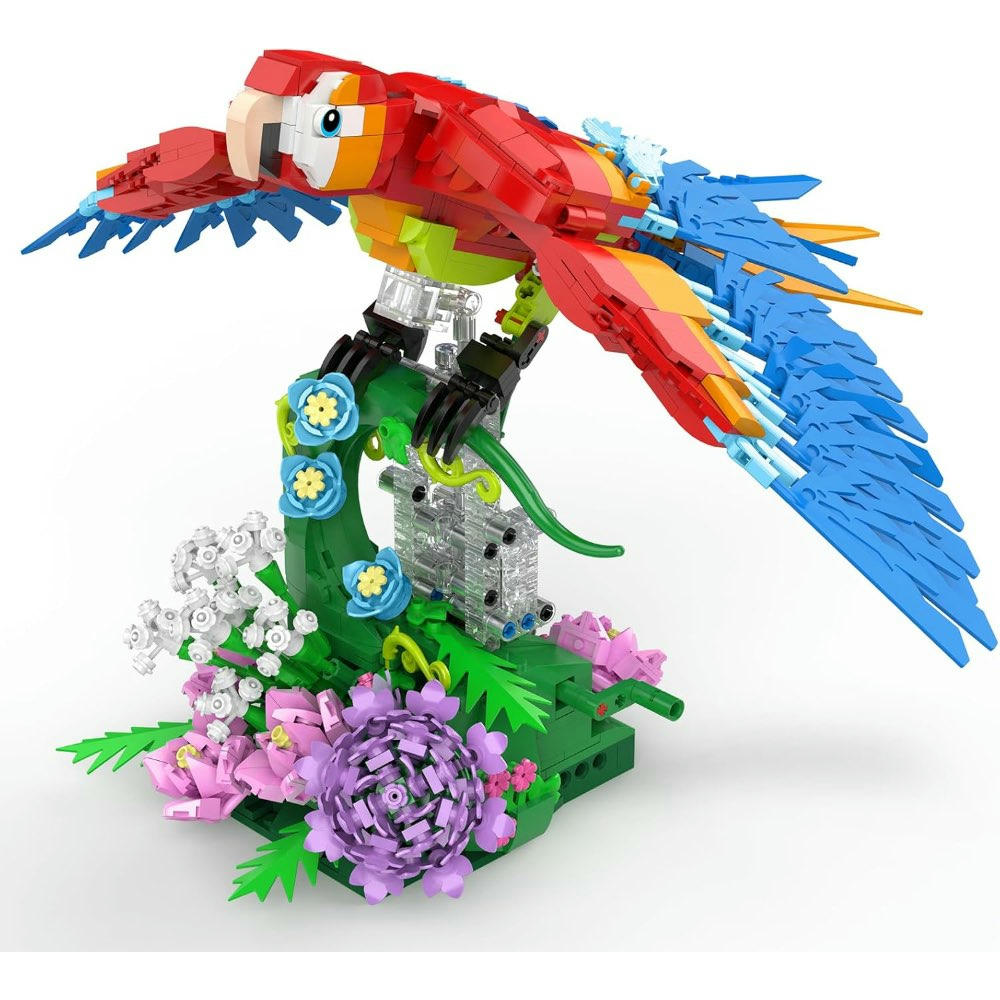 Juego de construcción Loro Floral, Parrot modelo MOC de arte en mesa con flores y loro, set 2 en 1 de animales y aves, idea de regalo para adultos y adolescentes a partir de 14 años (1176 piezas)