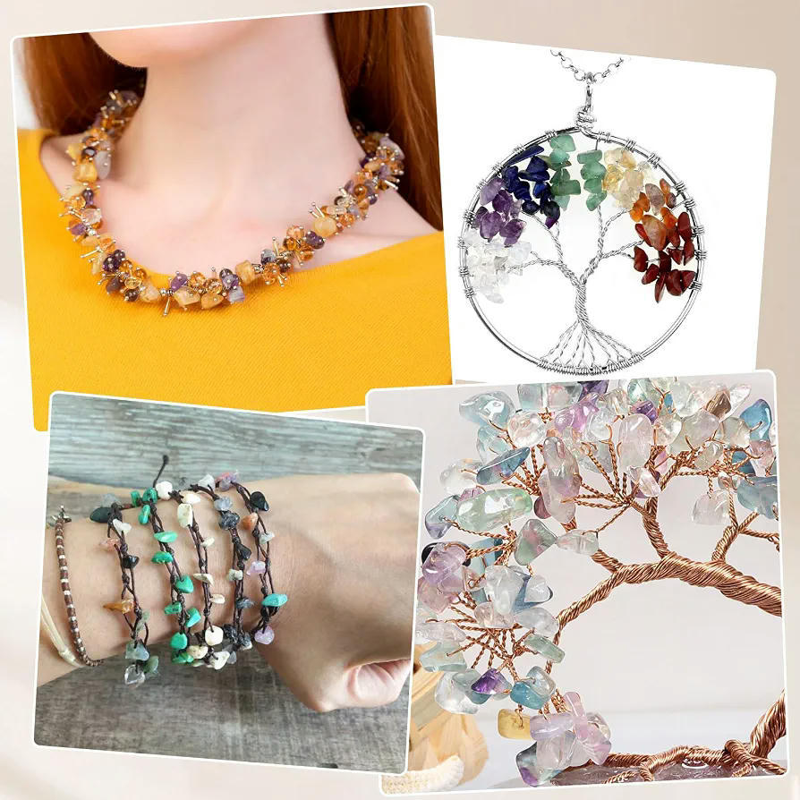 Cuentas de Plástico, 500 Piezas de Gemas Irregulares para DIY, Multi-Colores con Cordón de 5 Metros para Collares y Pulseras (Multicolor)