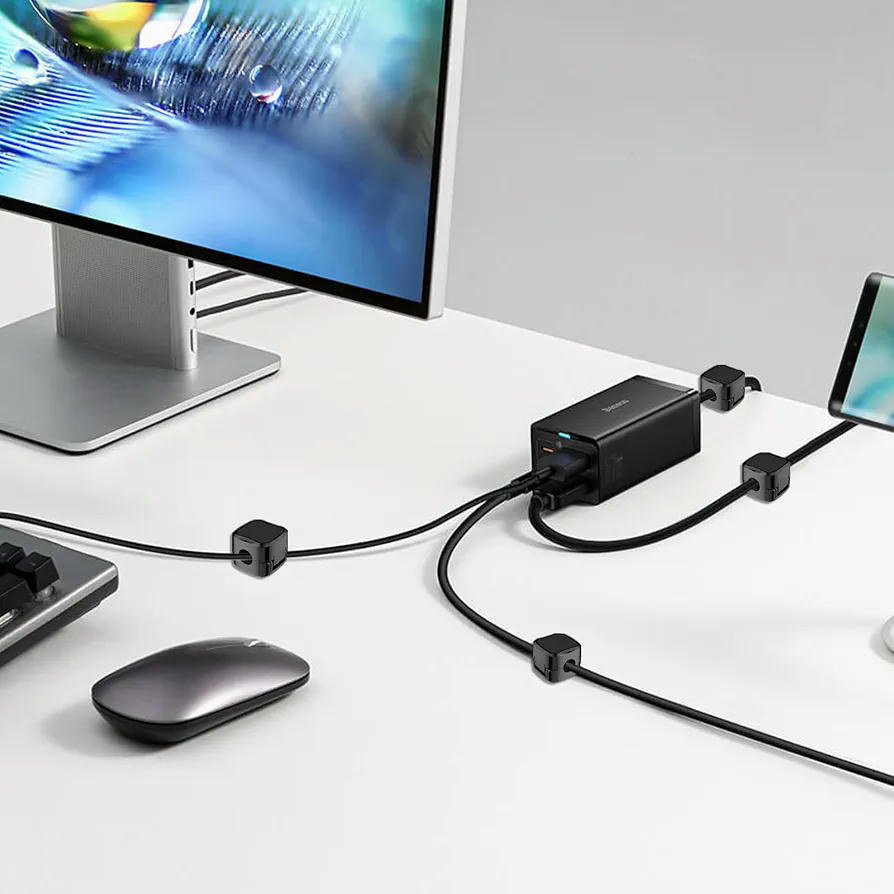 Organizador de Cables Magnético para Escritorio y Mesitas de Noche (Negro)