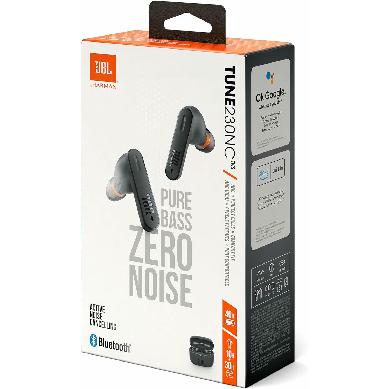 JBL TUNE 230NC TWS Auriculares inalámbricos In Ear True Wireless Bluetooth IPX4 con micrófono incorporado para música, deportes y llamadas, hasta 40h de batería, estuche de carga, negro