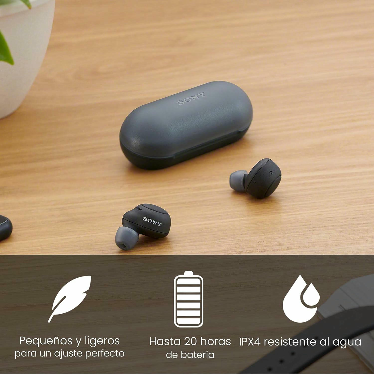Sony WF-C500 - Auriculares "True Wireless", Hasta 20 horas de autonomía con funda de carga, Compatible con Voice Assistant, Micrófono incorporado para llamadas telefónicas, Conexión Bluetooth, Negro