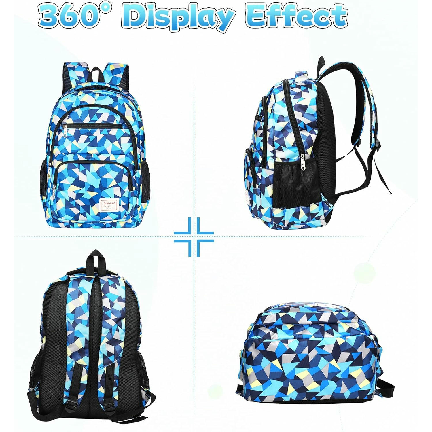 Mochila Escolar para Niños - 3 en 1, Incluye Bolsa de Almuerzo y Estuche para Lápices, Impermeable, Ideal para Escuela y Viajes, color azul