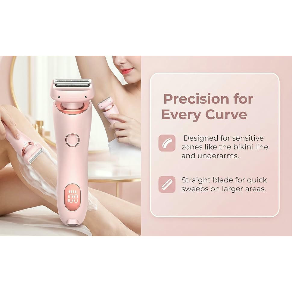 Afeitadora eléctrica Divanity Skin Glow Nano para mujer, diseño compacto, 3 cuchillas de alta velocidad, hoja hipoalergénica, afeitado facial, piernas y zona íntima (color rosa)