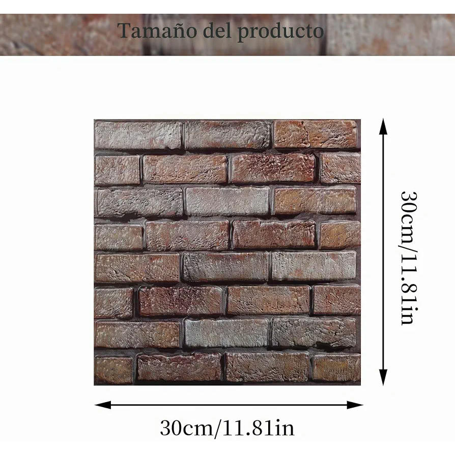 10 Paneles de Pared 3D Autoadhesivos, Papel Pintado Impermeable para Decoración de Interiores con aspecto de ladrillos (30 x 30 CM)